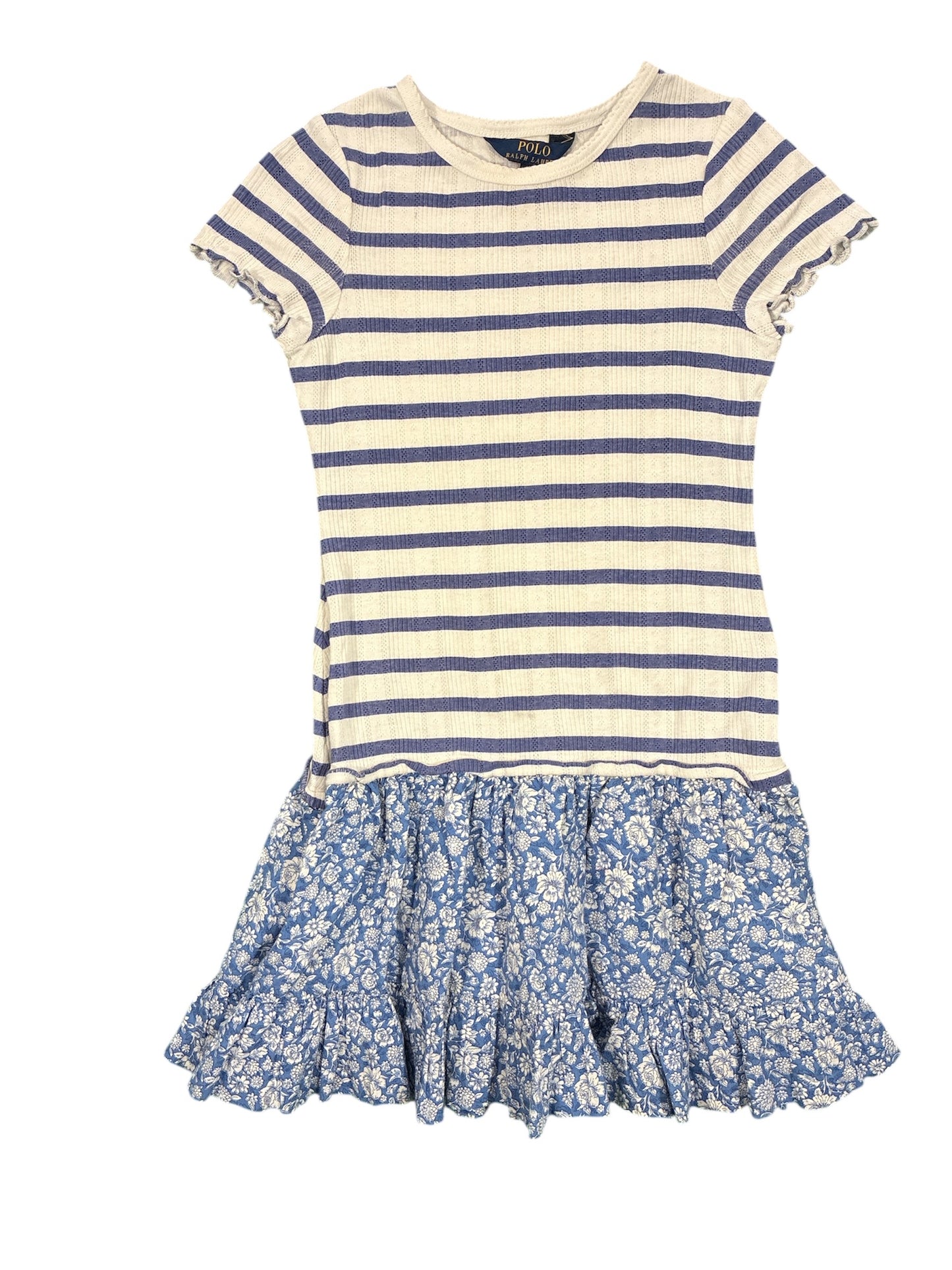 Polo Striped Pointelle-Knit Cotton Dress Size 7