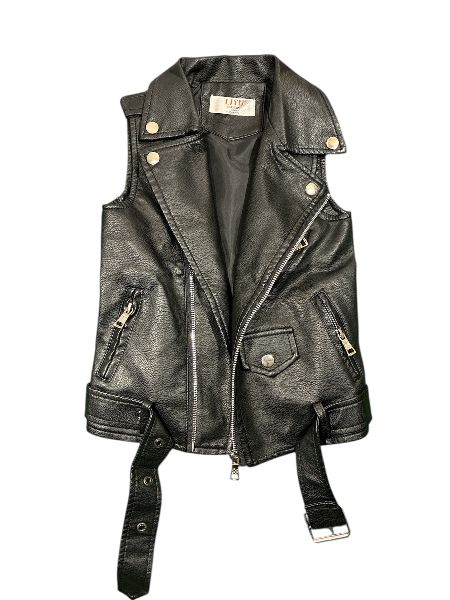 LJYH Black Faux Leather Vest Size 3-4