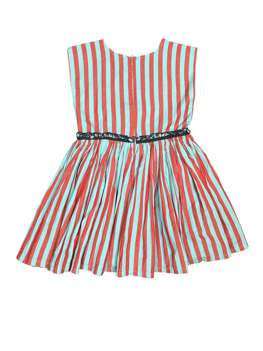 Pink Chicken Stripe Dress Kids Size 7