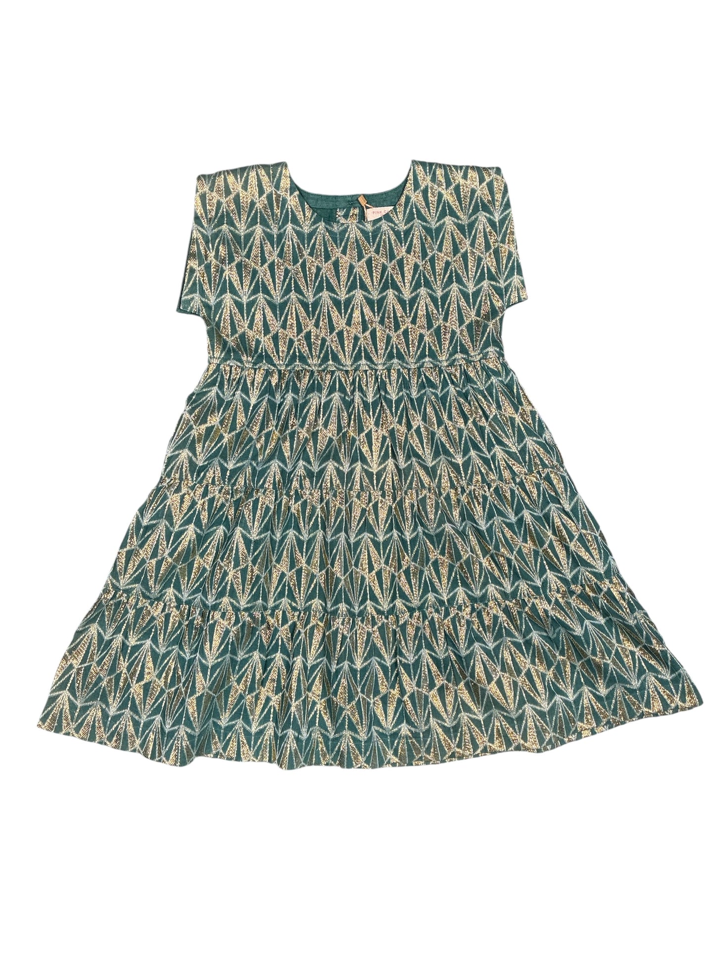 Pink Chicken Green Gold Dress Kids Size 6