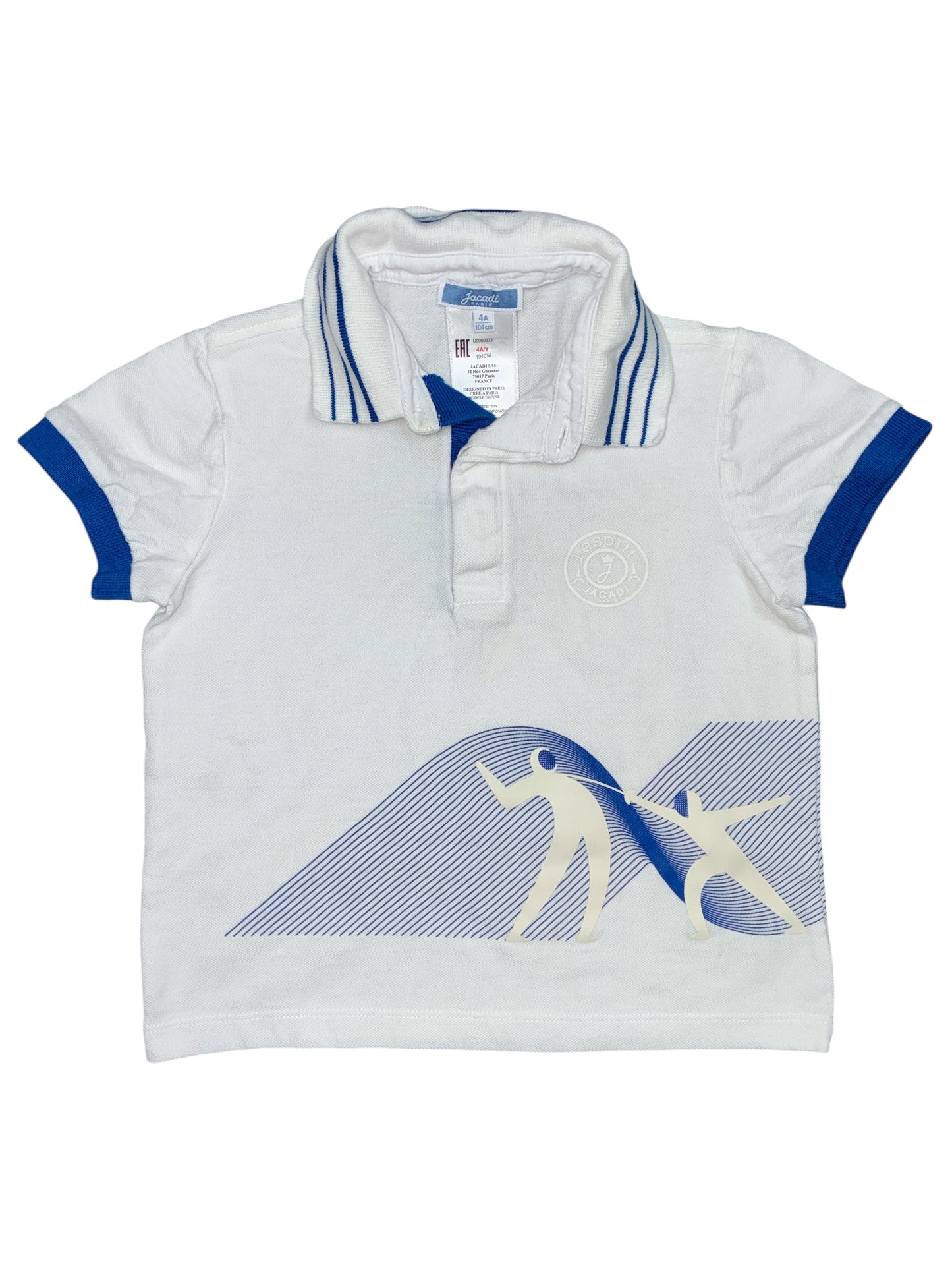 Jacadi White Polo Shirt Size 4