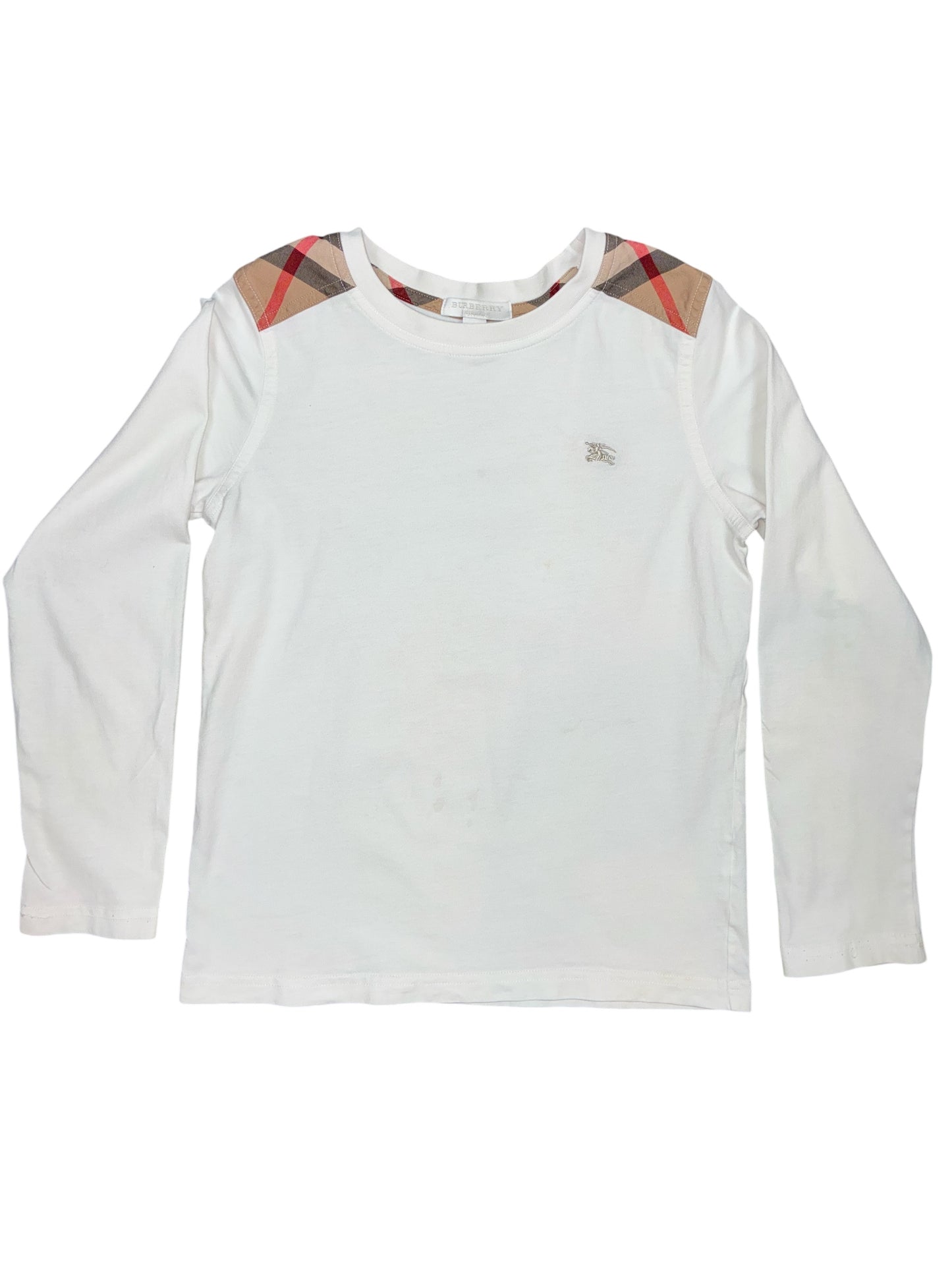Burberry White Long Sleeve T-Shirt Size 10