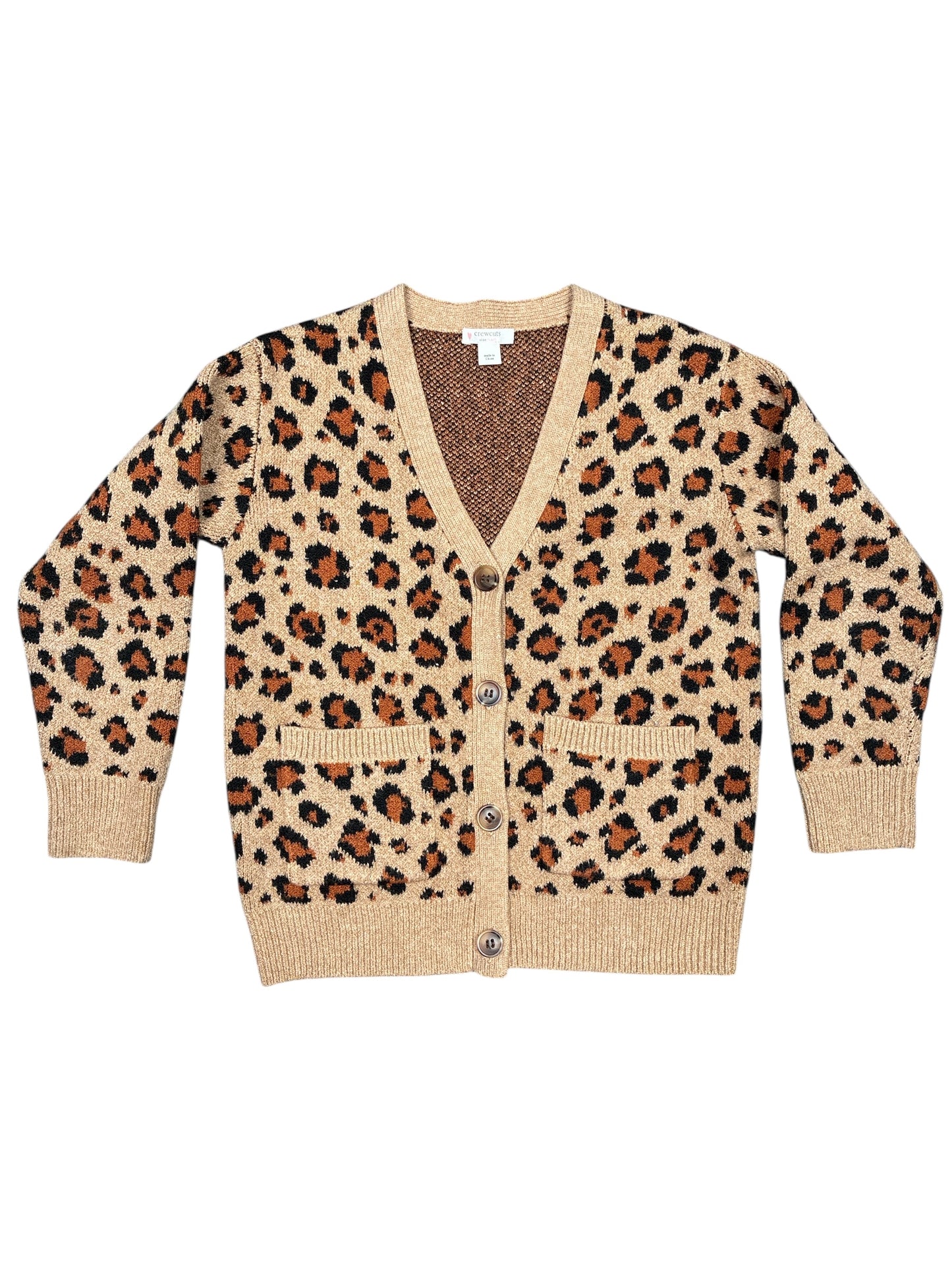 Crewcuts Leopard Print Cardigan Size S (6-7)