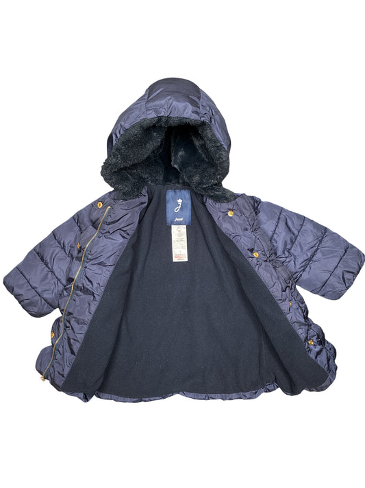 Jacadi Girls Hooded Puffer Full Zip Navy Blue Size 24 Months