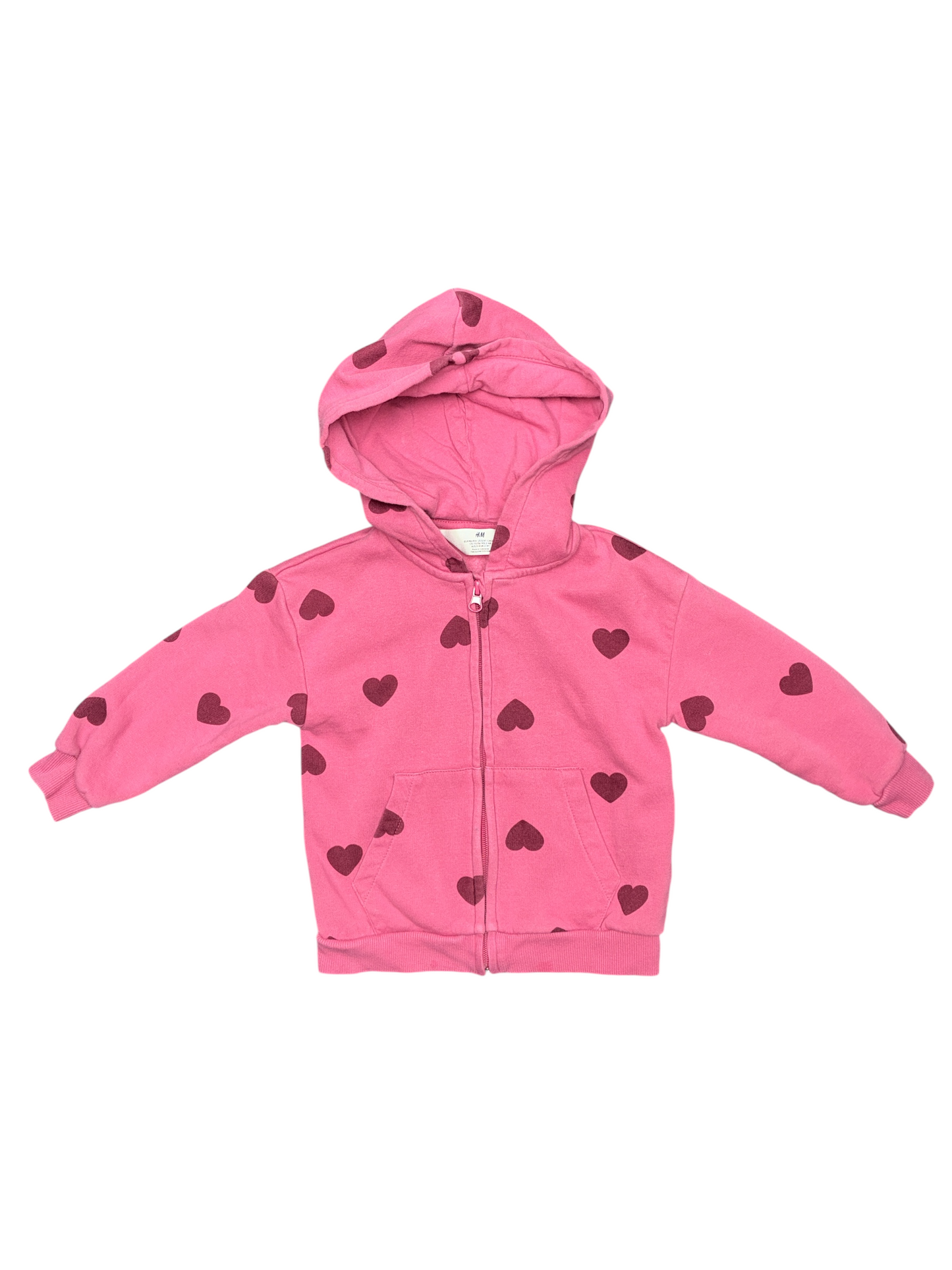 H&M Pink Heart and Pink Zip Up Hoodie Set Size 3/4