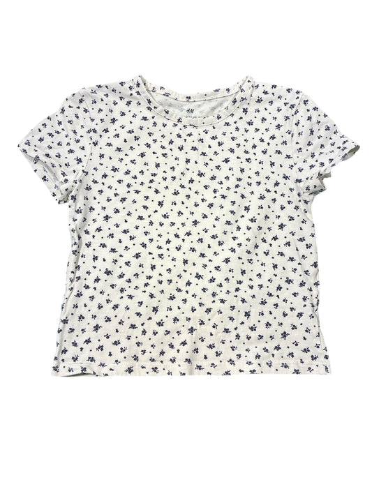 H&M White Flower T-Shirt Size 8-10