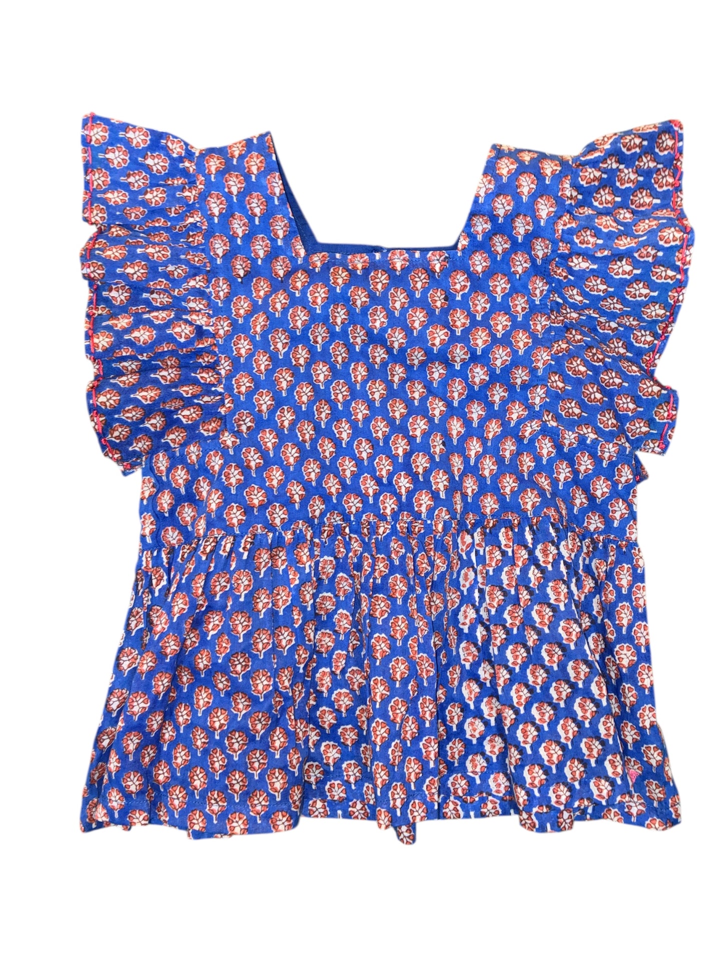Pink Chicken Blue Lisbon Ditsy Top Size 6