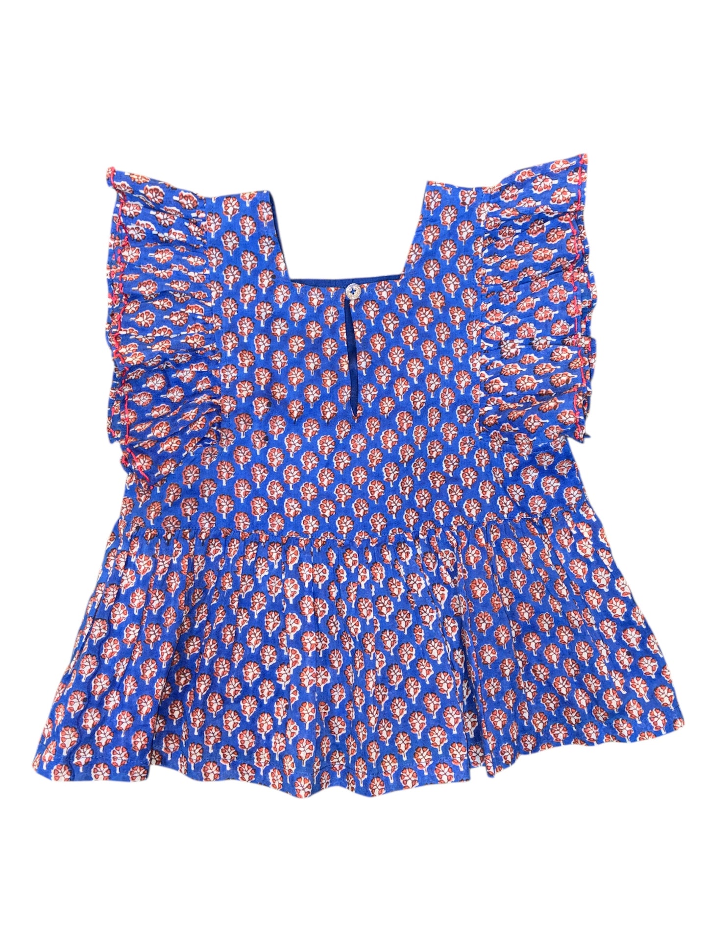 Pink Chicken Blue Lisbon Ditsy Top Size 6