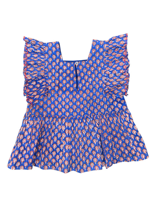 Pink Chicken Blue Lisbon Ditsy Top Size 6