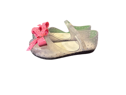 Mini Melissa Glitter Clear Pink Bow Size 12