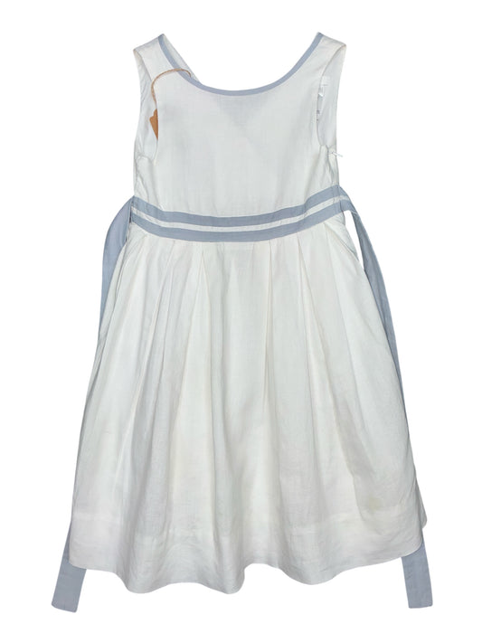 Jacadi White Cotton Linen Kids Dress Size 6