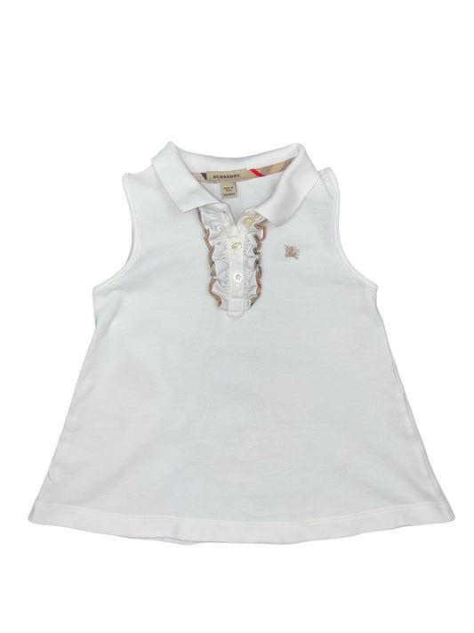 Burberry White Sleeveless Polo Shirt Size 8