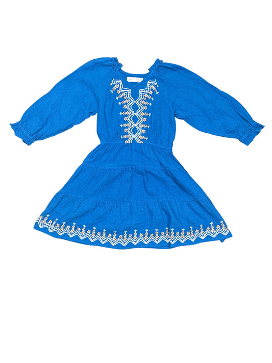 Zara Blue Dress w/ White Flower Stiches Size 7