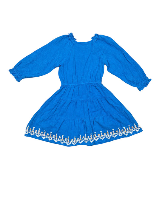 Zara Blue Dress w/ White Flower Stiches Size 7