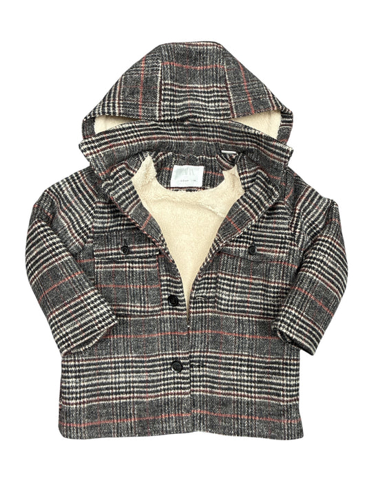 Zara Boys Plaid Hooded Winter Coat Size 2-3