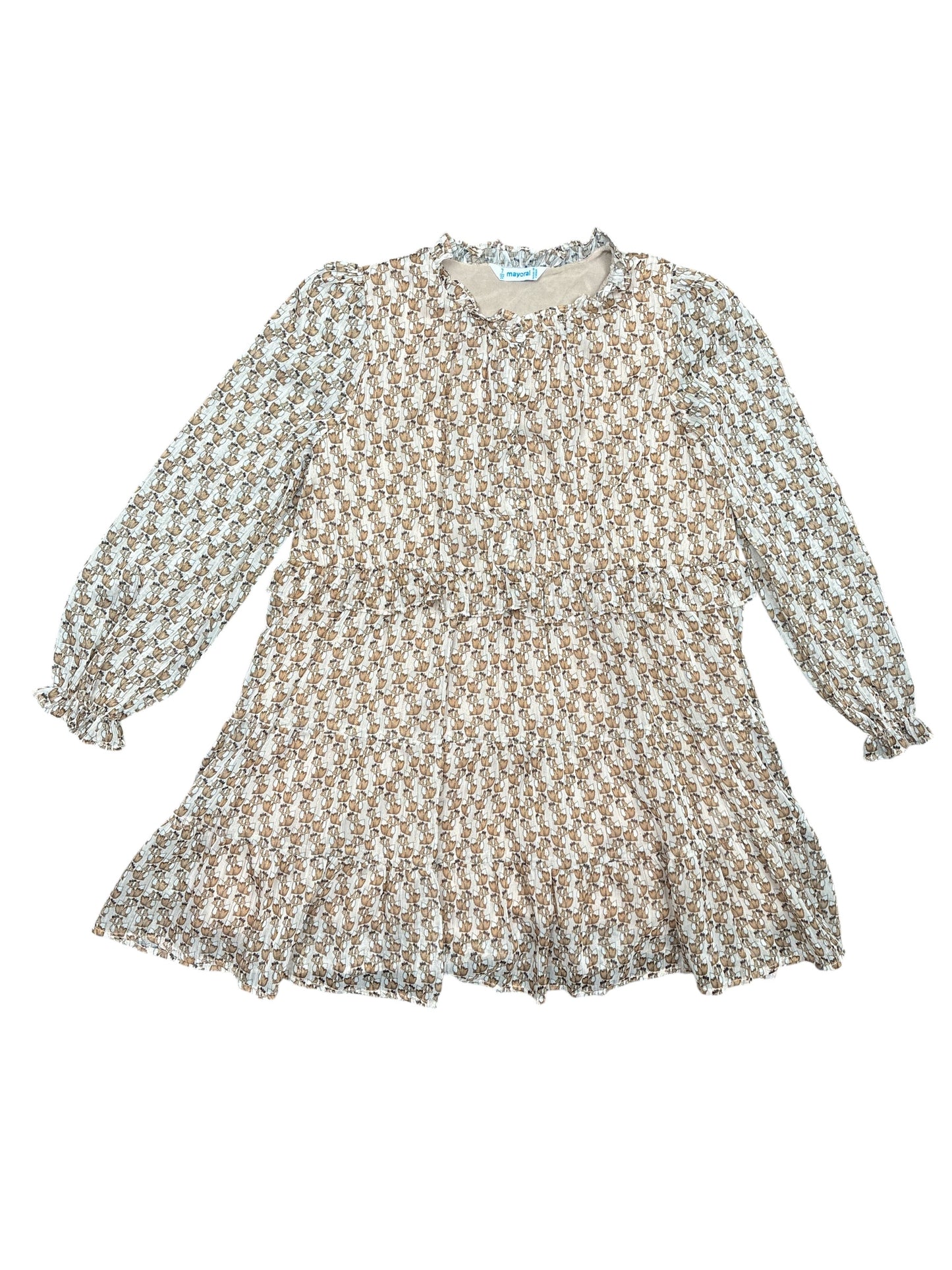 Mayoral Brown Fox Print Dress Size 7