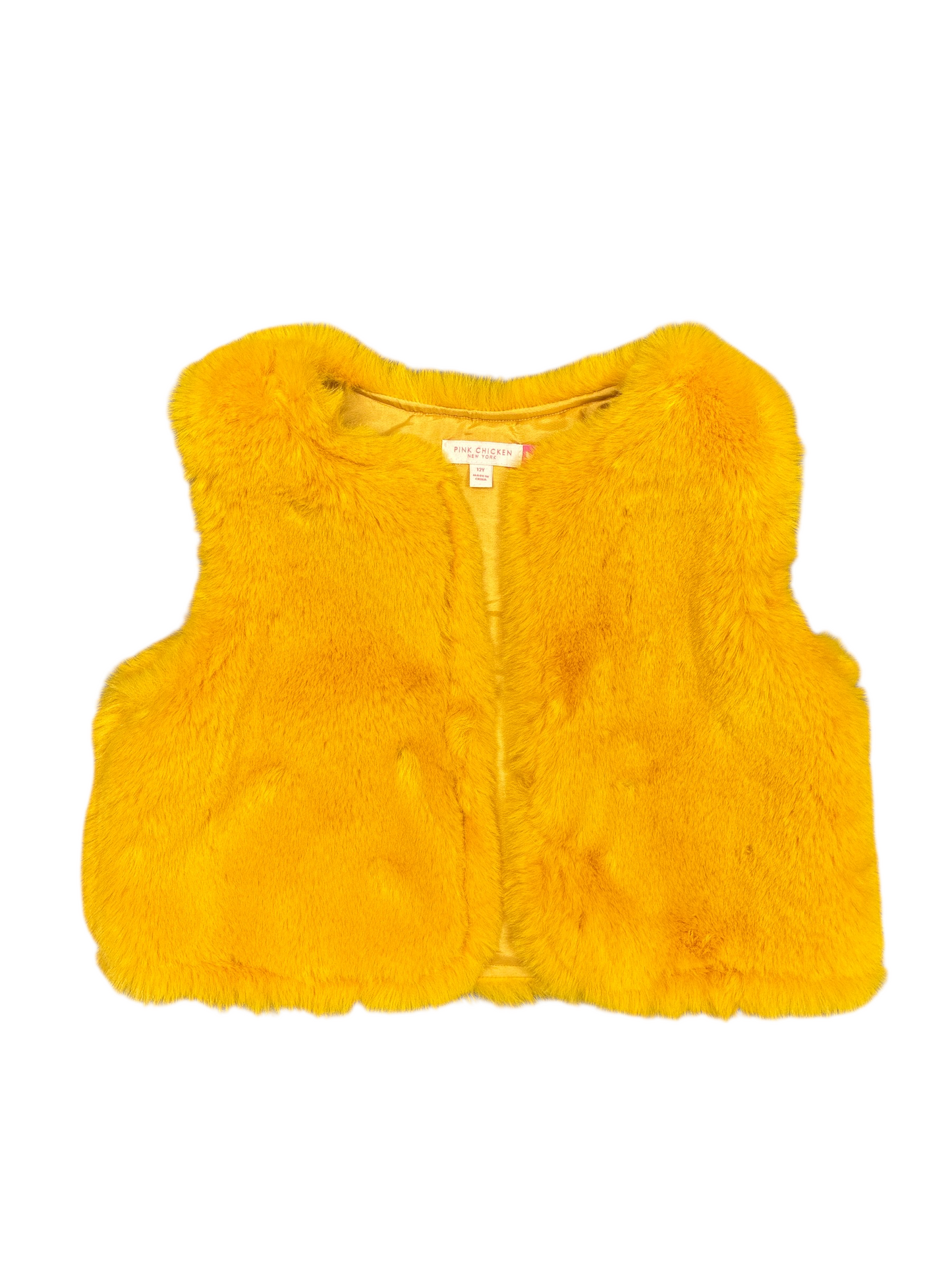 Pink Chicken Faux Fur Vest Size 12