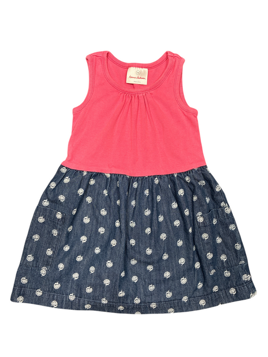 Hanna Andersson Pink and Denim Dress Size 3
