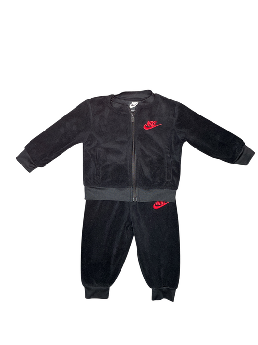 Nike Black Velour Tracksuit 2 piece Size 12 months