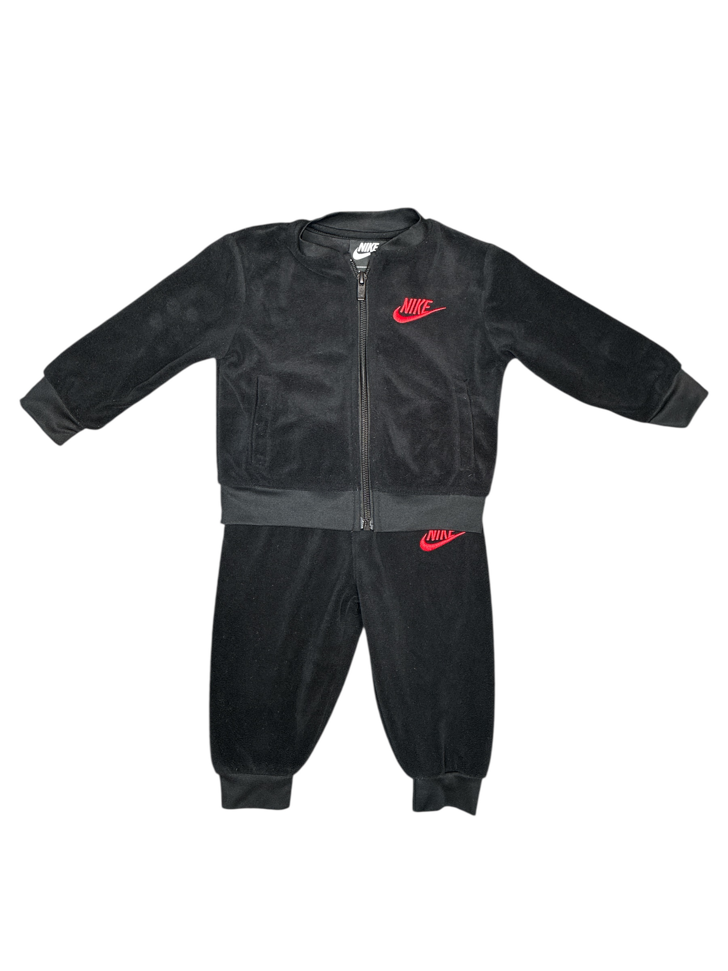 Nike Black Velour Tracksuit 2 piece Size 12 months
