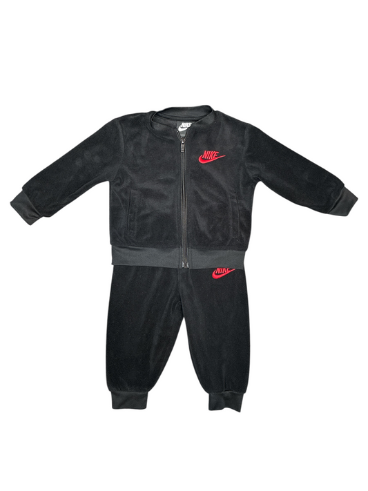 Nike Black Velour Tracksuit 2 piece Size 12 months