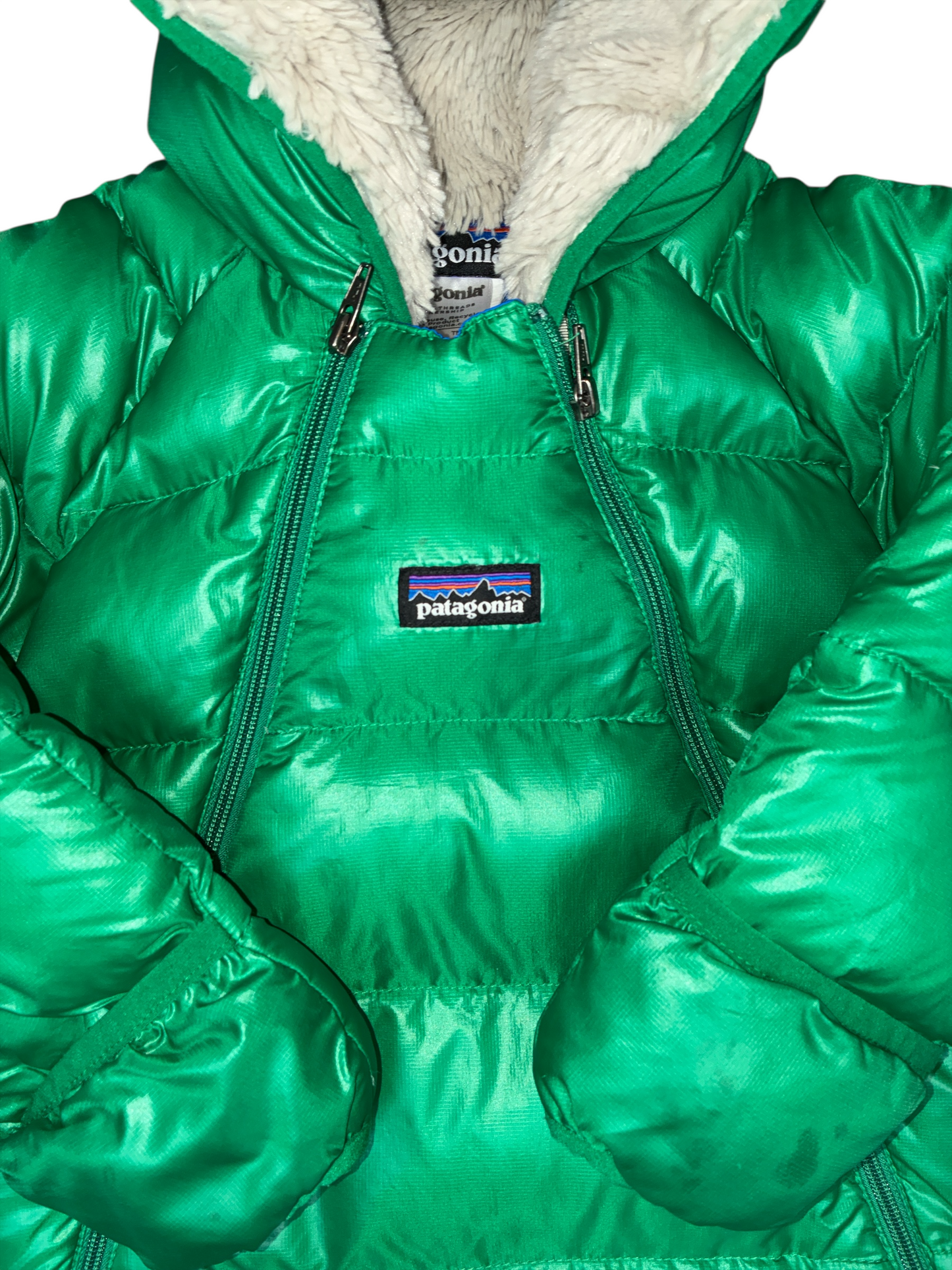 Patagonia Hi-Loft Down Sweater Bunting Green Size 18 Months
