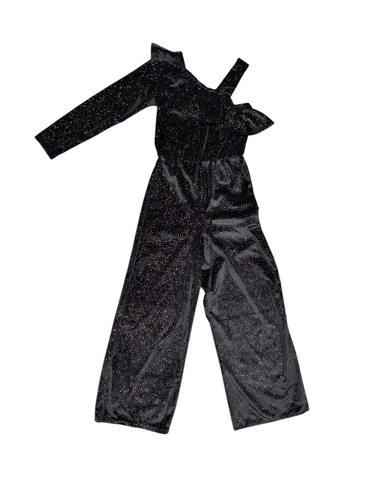 Zara Girls' Sparkle Velvet One-Shoulder Jumpsuit Size 7