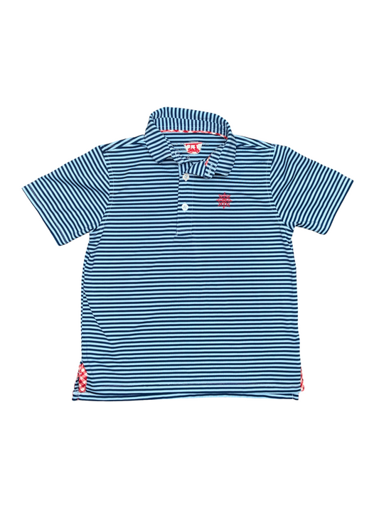 Bald Head Blues Striped Polo Shirt Size 6