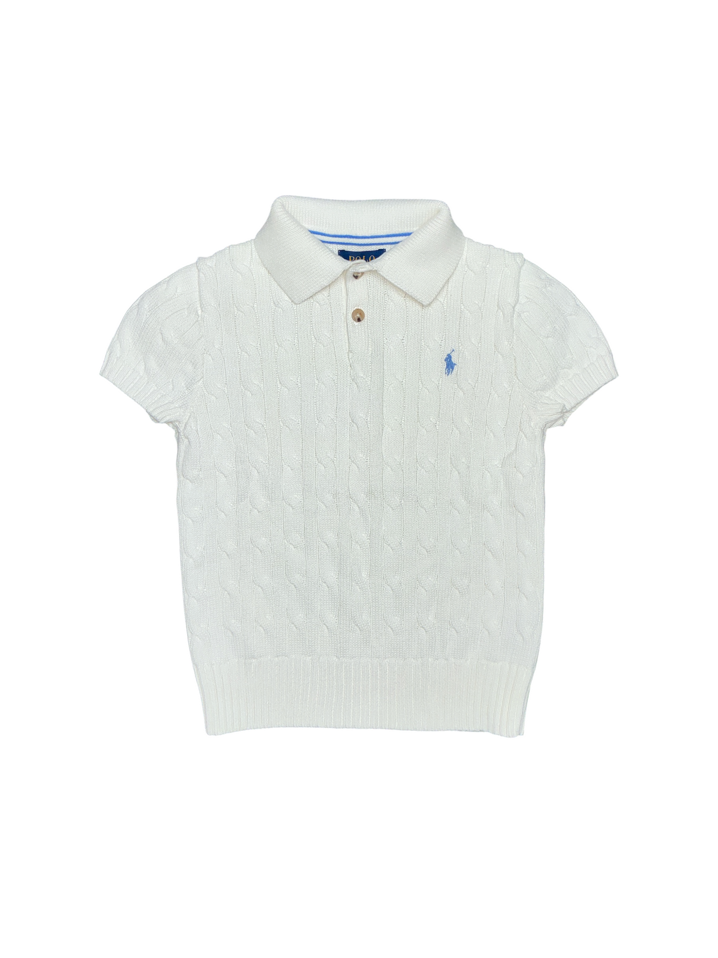 Polo Ralph Lauren White Cable Knit Sweater Polo Size 7
