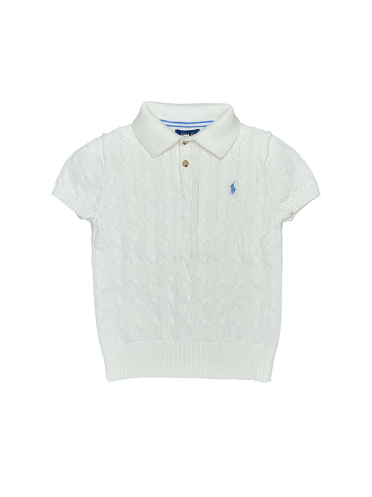 Polo Ralph Lauren White Cable Knit Sweater Polo Size 7